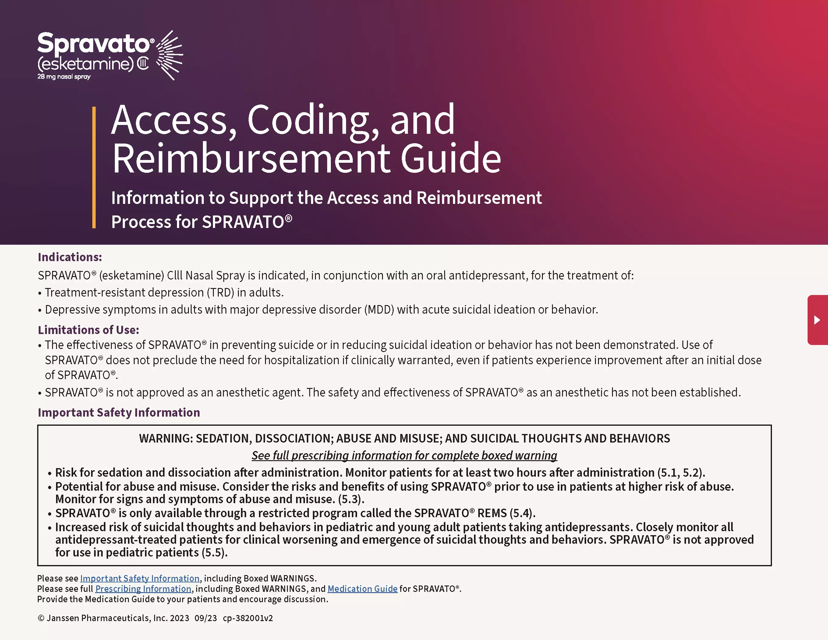 SPRAVATO® Access, Coding, and Reimbursement Guide PDF